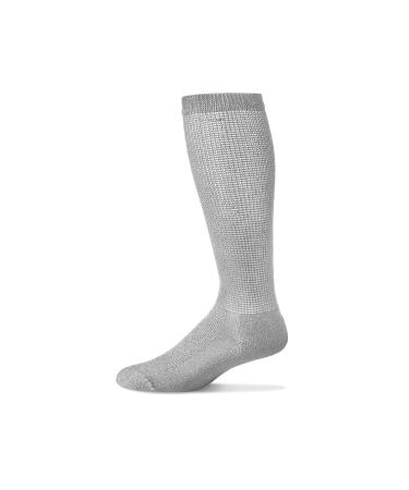 MDR Diabetic Over the Calf Length Crew Socks (12 Pair Pack) Seamless Cotton Blend Made in USA (Gray 10-13) 10-13 Gray