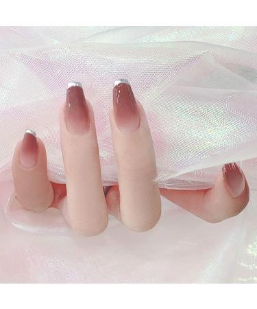 Sethexy Glossy Ballerina French False Nails - Hell-Pink Long Complete Cover - Salon Art Design - 24 False Fingernails for Women & Girls - International Shipping - Buy Online on GoSupps.com
