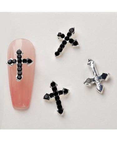 FEIlei 10Pcs Retro Cross Nail Charm Alloy Rhinestones Cross Charms Punk Gothic Nail Art Supplies for Acrylic Nail - Buy Online on GoSupps.com