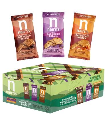 Nairn s Gluten Free Variety Pack Oat Biscuit Breaks Flavors inc. Chocolate Chip Fruit Salted Caramel. Pack of 48 (3 Biscuits Per Pack)