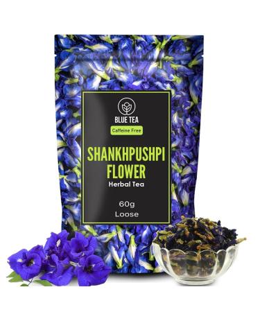 BLUE TEA - Shankhpushpi Flower Tea - 60 gm | HERBAL TEA | Caffeine Free - Vegan - Non-GMO | Nature Blue Tea | Zipper Pack