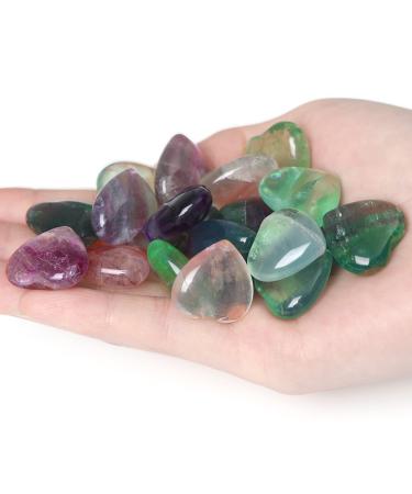 XIANNVXI 10 Pcs Fluorite Crystals Heart Natural Fluorite Crystals Gemstones Set Polished Love Palm Pocket Stones Reiki Crystal Beginners Gifts Clear - Fluorite