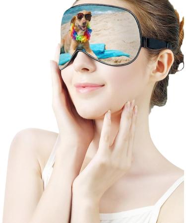 Adjustable Dog at Beach Sleep Mask for Men and Women - LynaRei Relaxing and Soft Eye Cover for Travel and Nap - Style 5 - Buy Online on GoSupps.com