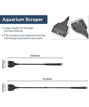 Handheld Fish Tank Scraper Cleaner for Glass Aquariums - 21 with 5 Stainless Steel Blades - Ideal for Fish, Reef, and Plant Maintenance - Buy Online on GoSupps.com