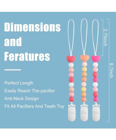 3PCS Silicone Pacifier Clip for Baby  Silicone Beads Pacifier Holder Clip Silicone Setpacifier Safety Straps Clip Accessories for Baby Teething Pacifier Gift for Babies Infant Toddler Boys Girls Pacifier Clips B - Buy Online on GoSupps.com