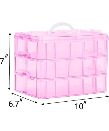 Sooyee 3-Tier Bead Organizer and Storage Container - 30 Compartments for Washi Tape, Toys, Hair Accessories, Nail Art, Fishing Tackle - Pink - Buy Online on GoSupps.com