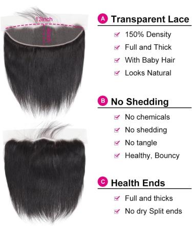 Frontal 13x4 Lace Straight HD Lace Frontal Transparent Lace Closure Human Hair Frontal Closure Pre Plucked with Natural Hairline Ear to Ear Natural Color Brazilian Hair for Women 14 Inch 14 Inch 13x4 Lace Closure - Buy Online on GoSupps.com