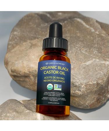 QUEEN OF THE THRONES Organic Black Castor Oil - 100mL with Dropper| 100% Pure Certified Organic Hexane-Free Extra Virgin | Moisturizing & Conditioning Oil for Skin Hair & Nails - Buy Online on GoSupps.com