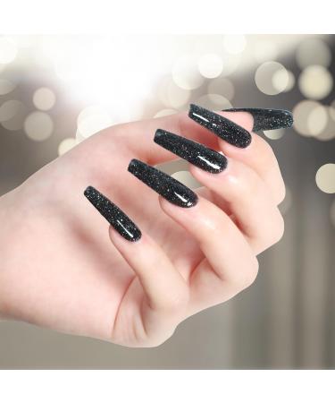 FZANEST Black Glitter Gel Nail Polish - 15ml Reflective Shimmer Soak Off UV Gel for Nail Art | Perfect for Manicure Salon Kits for Women & Girls - Buy Online on GoSupps.com
