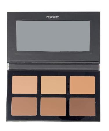 Profusion Cosmetics Pro Contour Palette - Portable Thin and Lightweight Professional 3 Bronze & 3 Matte Highlight Colors With Full Length Mirror