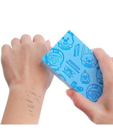 2Pcs Ultra Soft Cartoon Printed Bath Sponge for Exfoliating and Dead Skin Removing Cleaning Shower Brush Bath Tools Bathroom for Kids Adult (Blue)