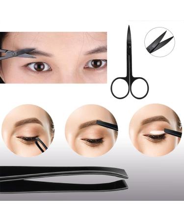 Professional Eyebrow Trimmer Set 9 Pieces Eyebrow Tweezers Set Stainless Steel Small Scissors Eyebrow Shaver Eyebrow Trimmer Tools for Men and Women (Black) - Buy Online on GoSupps.com