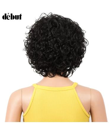 D but Short Bob Wig with Air Bangs - Curly Wavy Real Hair Wig for Women 25cm Natural Black 120g/130% Density - Buy Online on GoSupps.com