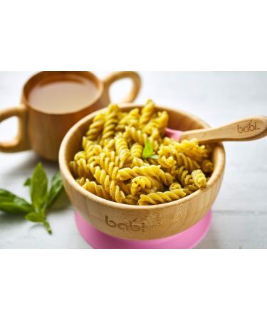 Babi Baby Toddler Large Bowl & Spoon Set | Natural Bamboo with Silicone Suction Ring (Orange) - Buy Online on GoSupps.com