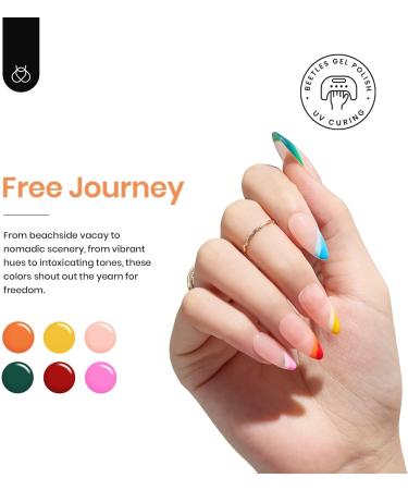 Beetles Gel Polish Set: 36 Colors Free Journey Collection - Pastel Bright Glitter Green Blue Gel Nail Kits with 3Pcs Matte Glossy Top Base Coat - Soak off All Seasons - Buy Online on GoSupps.com
