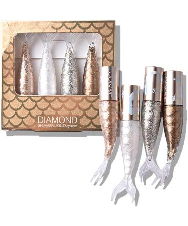 4 Colors Liquid Glitter Eyeliner Set Metallic Schimmer Diamant Mermaid Eyeliner Waterproof Long-Lived Sparkling Buntes Eyeliner Make-Up Set (01a) - Buy Online on GoSupps.com