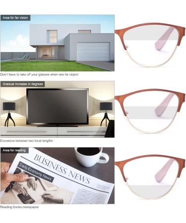 Progressive Multifocus Reading Glasses - Computer Blue Light Blocking for Men & Women - No Line Multifocal Readers with Spring Hinge - Bronze 3.0x - Buy Online on GoSupps.com