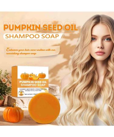 2PCS Pumpkin Seed Oil Shampoo Soap Deep Cleaning Strengthens Hair Scalp Moisturizing Shampoo Soap Suitable for All Hair Types 3.53oz - Buy Online on GoSupps.com