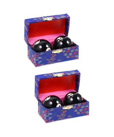 Gatuida 4 pieces massage globe Hand rolling balls Exercise meditation yang balls Massage device older handballs made of metal fitness balls medicine ball cloisonn -emille old yoga stressball