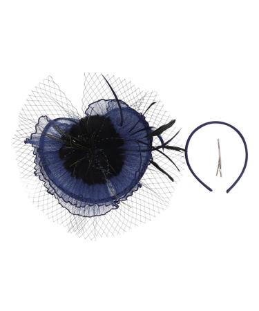 DOITOOL Tea Party Hat Womens Caps and Hats Bride Fascinator Floral Supplies Halloween Cap Womens Hat Cocktail Tea Party Headband Woman Headband Vintage Top Hat Artificial Banquet Navy 30X28X10CM Navy