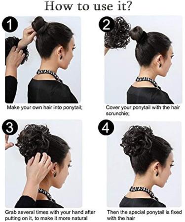 Hair Bun Scrunchy Scrunchie Hair Extensions Chignon Hair Donut Hairpieces Curly Wavy Ponytail Hair Ribbon - Dark Grey(40g) 40 g Dark Grey - Buy Online on GoSupps.com