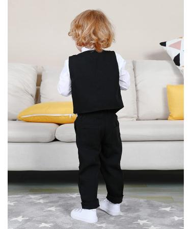 Mint Green Baby Boys Gentleman Suit Set | Shirt with Bowtie + Waistcoat + Pants | 18-24 Months | Solid Black | Size 1-4 Years - Buy Online on GoSupps.com