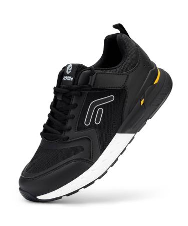 Fitville running shoes men extra wide diabetics sneakers with Velcro fastener Breathable walking shoes comfortable sports shoes for wide flat feet plantar fasciitis 44.5 EU X-wide black
