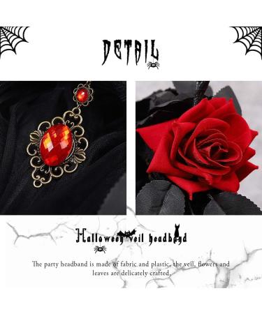 Vakkery Halloween Day of the Dead Headband Black Veil Headbands Mexican Rose Flower Hair Band Gothic Antlers Headdress Halloween Cosplay Costume Hair Accessories for Women - Buy Online on GoSupps.com