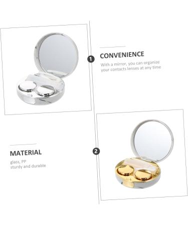 Homsfou Double Box Glasses Case & Contact Lens Organizer - Travel Cosmetic Container with Mirror & Staustproof Lens Housing - Marble Duplex Design - Buy Online on GoSupps.com