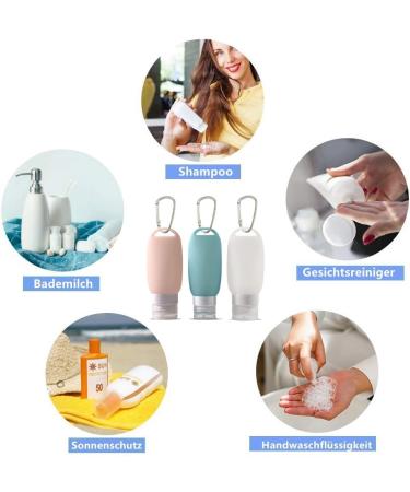 Voarge Silicone Refillable Travel Bottles - 60ml Multicolored Portable with Carabiners for Traveling & Outdoor Activities (3 Pack) - Buy Online on GoSupps.com