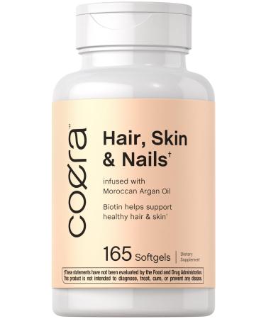 Coera Hair Skin and Nails Vitamins with Collagen Biotin & Moroccan Argan Oil | 165 Softgels | Non-GMO & Gluten Free Supplement for Men and Women