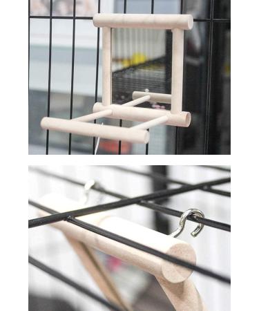 Wooden Bird Bathtub with Mirror, Swing & Perch Stand - 3 Pack Colorful Accessories for Budgerigar, Parakeet, Cockatiel, Conure, Lovebird, Cockatoo - Buy Online on GoSupps.com