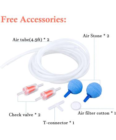 Hitop Dual Outlet Aquarium Air Pump - Whisper Quiet Oxygen Pump for 20-100 Gallon Fish Tanks - Buy Online on GoSupps.com