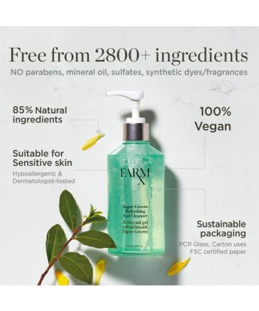 Farm Rx Super Greens Gel Cleanser - Vegan Daily Face Wash (240ml) - Buy Online on GoSupps.com