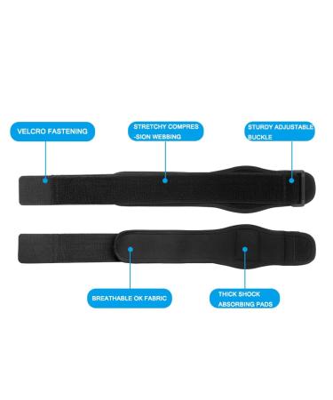 Elbow Brace Support Strap - Forearm Compression Sleeve for Tennis Elbow Relief - Fit Wrap Band for Weightlifting - Unisex 51.5cm Black - Buy Online on GoSupps.com