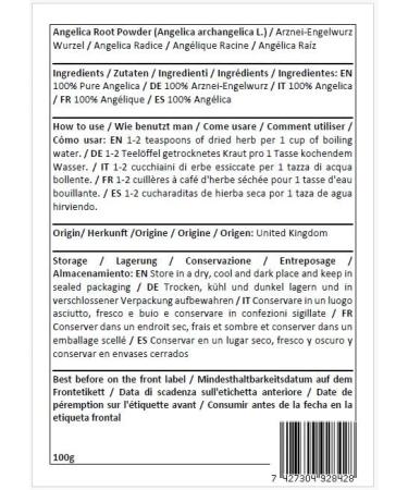 Herba Organica Poudre De Racine D Ang liqu Angelica archangelica L - Angelica Root Powder (100g) - Buy Online on GoSupps.com