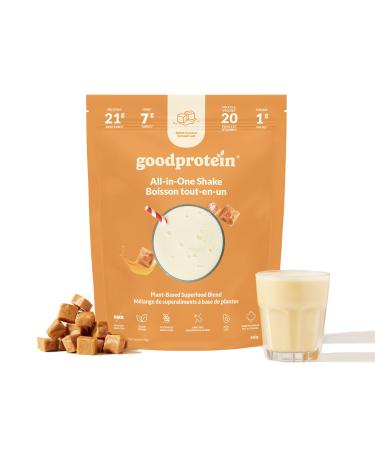Good Protein Vegan Plant-based Protein Powder 100% Natural Non-GMO Dairy-free Gluten-free Soy-free No Added Sugar and Nothing Artificial. Salted Caramel All-in-One Shake 880 grams Salted Caramel 880 g