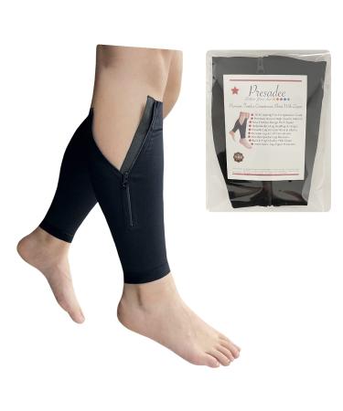 Shin Premium 20-30 mmHg Firm Compression Leg Calf Sleeve With Zipper Black 3X-Large