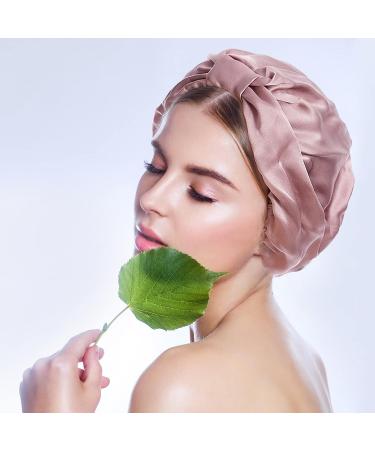 100% Mulberry Silk Sleep Cap - Adjustable Breathable Night Cap for Curly Hair - Pink - Buy Online on GoSupps.com