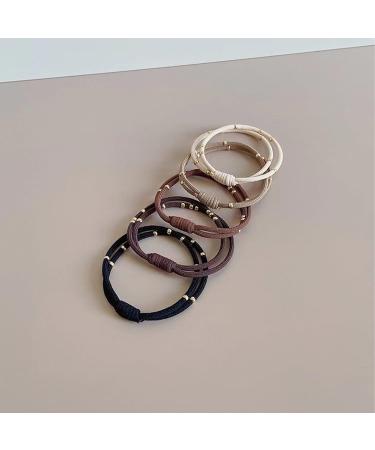 Jseng 10 Pcs Hair Ties with Golden Bead for Women Girls - No Damage Ponytail Holders Bracelets - Elastic Hair Bands for Thick Hair (5 Colors) - Buy Online on GoSupps.com