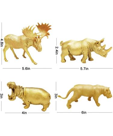 12PCS Metallic Gold Plastic Animal Figurines - Jumbo Safari Zoo Figures for Baby Shower Decor & Party - Elephant, Lion, Giraffe and More - Buy Online on GoSupps.com