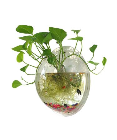 Sweetsea Hanging Wall Mounted Fish Bowl Betta Tank Aquarium Wall Decor Plant Fish Bubble - Clear (Medium) 0.5 Gallon