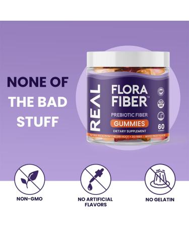 Flora Fiber Prebiotic Gummies with Chicory Root Inulin | Digestive Gut Health & Constipation Relief | Vegan Fiber Supplement (2-Pack) - Buy Online on GoSupps.com