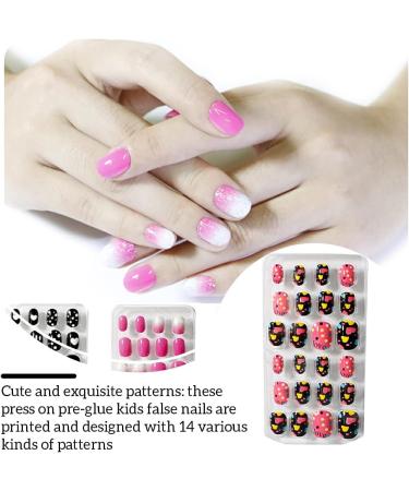dijiusidy 1 Set Children Nails Medium Length Press on Solid Color Full Cover Art Decals Beauty Tool Salon Supplies Manicure Kit Two - Buy Online on GoSupps.com