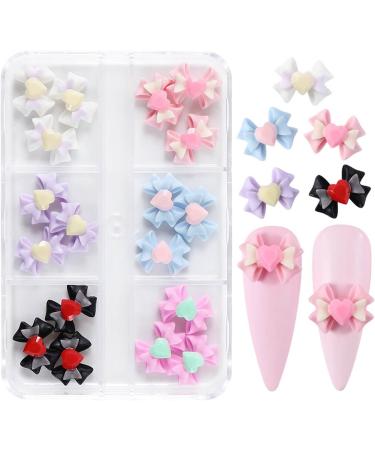 18 Pcs 3D Nail Art Bowknot Nail Charm Jewelry DIY Manicure Decoration Nail Studs Nail Art Accessories Easy To Use DIY Nail Accessories Resin Colorful - Buy Online on GoSupps.com