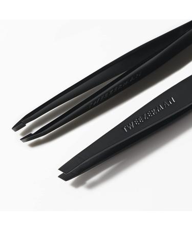 TWEEZERMAN Stainless Steel Tweezers - Hand-Filed Beveled Tip for Precision Hair Plucking - Matte Black | International Shipping Available - Buy Online on GoSupps.com