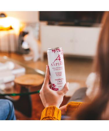 Aspire Healthy Energy Drink - Natural Caffeine, No Calories, Sugar, or Carbs | Vitamins B, C, Biotin | No Preservatives, Gluten Free | Vegan, Kosher, Keto-Friendly | 12 oz Can, Raspberry Acai (Pack of 12) - Buy Online on GoSupps.com