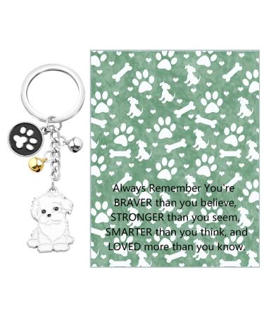 Ensianth Dog Keychain Gifts for Dog Lovers Puppy Keychain Dog Paw Print Keychain Gifts for Dog Owners Mom Dad Puppy Dog Keyring Bichon Fris