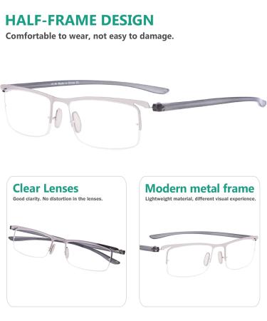 Eyekepper 3 Pack Lightweight Half Frame Stylish Reading Glasses for Men & Women - Silver +0.75 | International Shipping Available - Buy Online on GoSupps.com