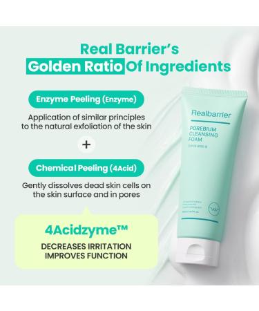 Real Barrier Porebium Cleansing Foam 150ml - Gentle Exfoliator & Oil Control for Sensitive Skin | Korean Skincare - Buy Online on GoSupps.com